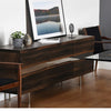 63" Chic Seared Oak Credenza w/ Horizontal Inlay of Steel