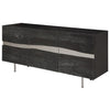 78" Chic Oxidized Oak Credenza w/ Horizontal Inlay of Steel