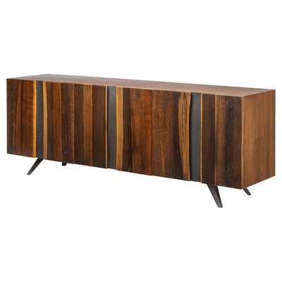 White Oak Vertical Stripe Storage Credenza