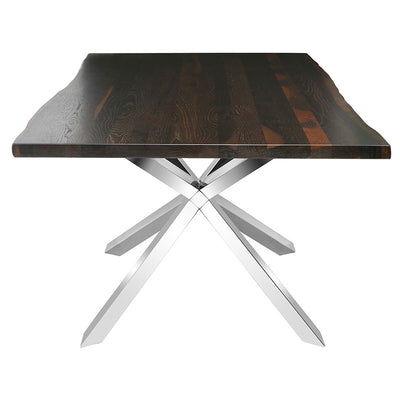 Dark Oak & Polished Steel Conference Table w/ Live Edge