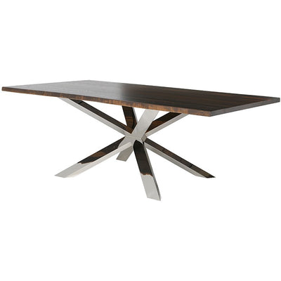 Dark Oak & Polished Steel Conference Table w/ Live Edge