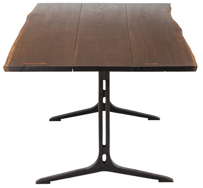 78" Solid Seared Oak & Cast Iron Desk or Meeting Table