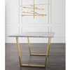 79" Uber Modern Office Desk with White Marble Top & Brushed Gold Stainless Steel Legs