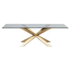 79" Glass Top & Brushed Gold Steel Executive Desk