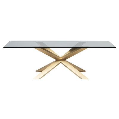 79" Glass Top & Brushed Gold Steel Executive Desk