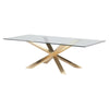 79" Glass Top & Brushed Gold Steel Executive Desk