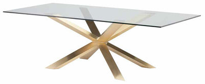 95" Modern Clear Glass Conference Table with Silver or Gold Stainless Steel Base