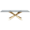 Modern Glass Top & Brushed Gold Steel Conference Table