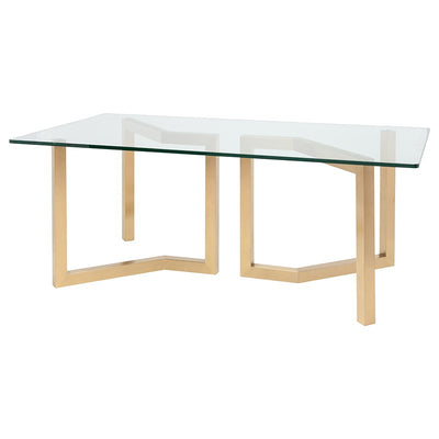79" Glass Executive Desk or Meeting Table w/ Brushed Gold Base