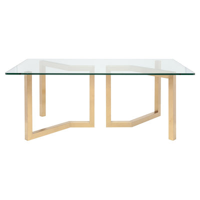 79" Glass Executive Desk or Meeting Table w/ Brushed Gold Base