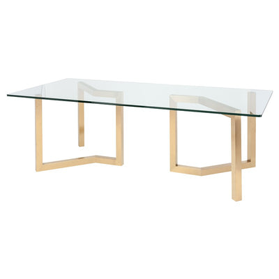 95" Glass Conference Table w/ Brushed Gold Base