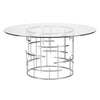 59" Round Glass & Stainless Steel Cross Hatch Meeting Table