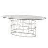 77" Oval Glass & Steel Cross Hatch Meeting Table