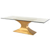 94" Eye-Catching Glass & Brushed Gold Steel Conference Table