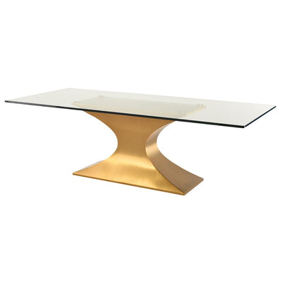 94" Eye-Catching Glass & Brushed Gold Steel Conference Table