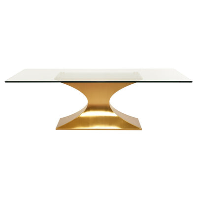 94" Eye-Catching Glass & Brushed Gold Steel Conference Table