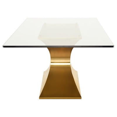 94" Eye-Catching Glass & Brushed Gold Steel Conference Table