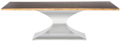 96" Solid Seared Oak Conference Table with Polished Stainless Base