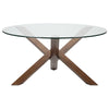 59" Round Glass & Walnut-Stained Ash Wood Meeting Table