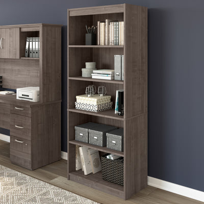 30" Bookcase with 5 Shelves in Gray Maple