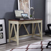 46" Dark Walnut & Reclaimed White Farmhouse-Style Office Desk