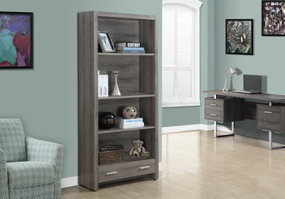 Taupe Bookcase with Storage Drawer