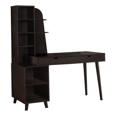Art Deco Desk with Bookcase and Drawers in Espresso