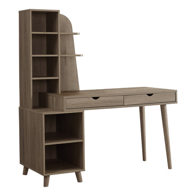 Art Deco Desk with Bookcase and Drawers in Dark Taupe