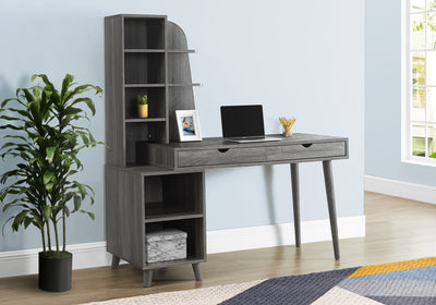 Art Deco Desk with Bookcase and Drawers in Gray