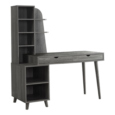 Art Deco Desk with Bookcase and Drawers in Gray