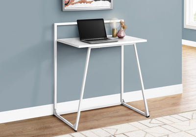 Simple Desk with Metal Frame in White