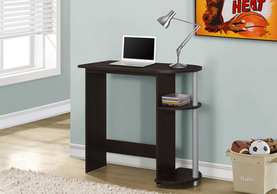 32" Modern Desk with Integrated Shelving in Cappuccino