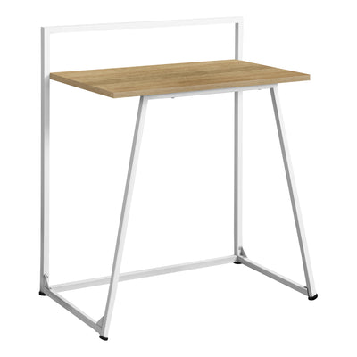 Simple Desk with Metal Frame in Natural Wood & White