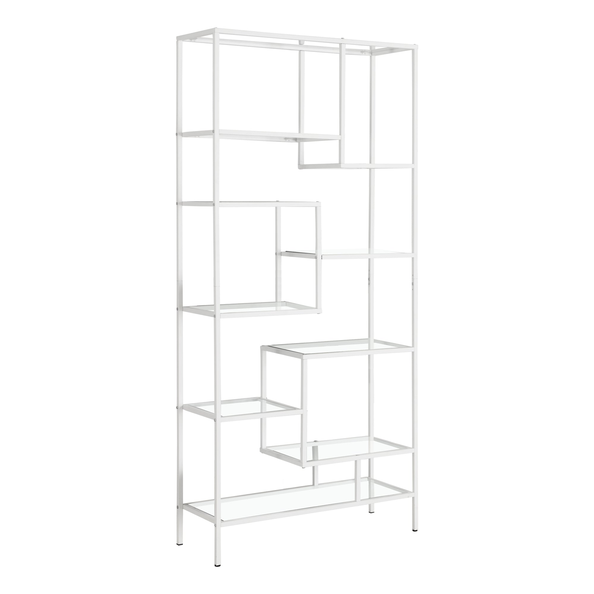 Modern Industrial White and Glass Bookcase
