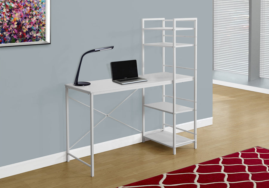 Farmhouse Desk with Ladder Bookcase in White