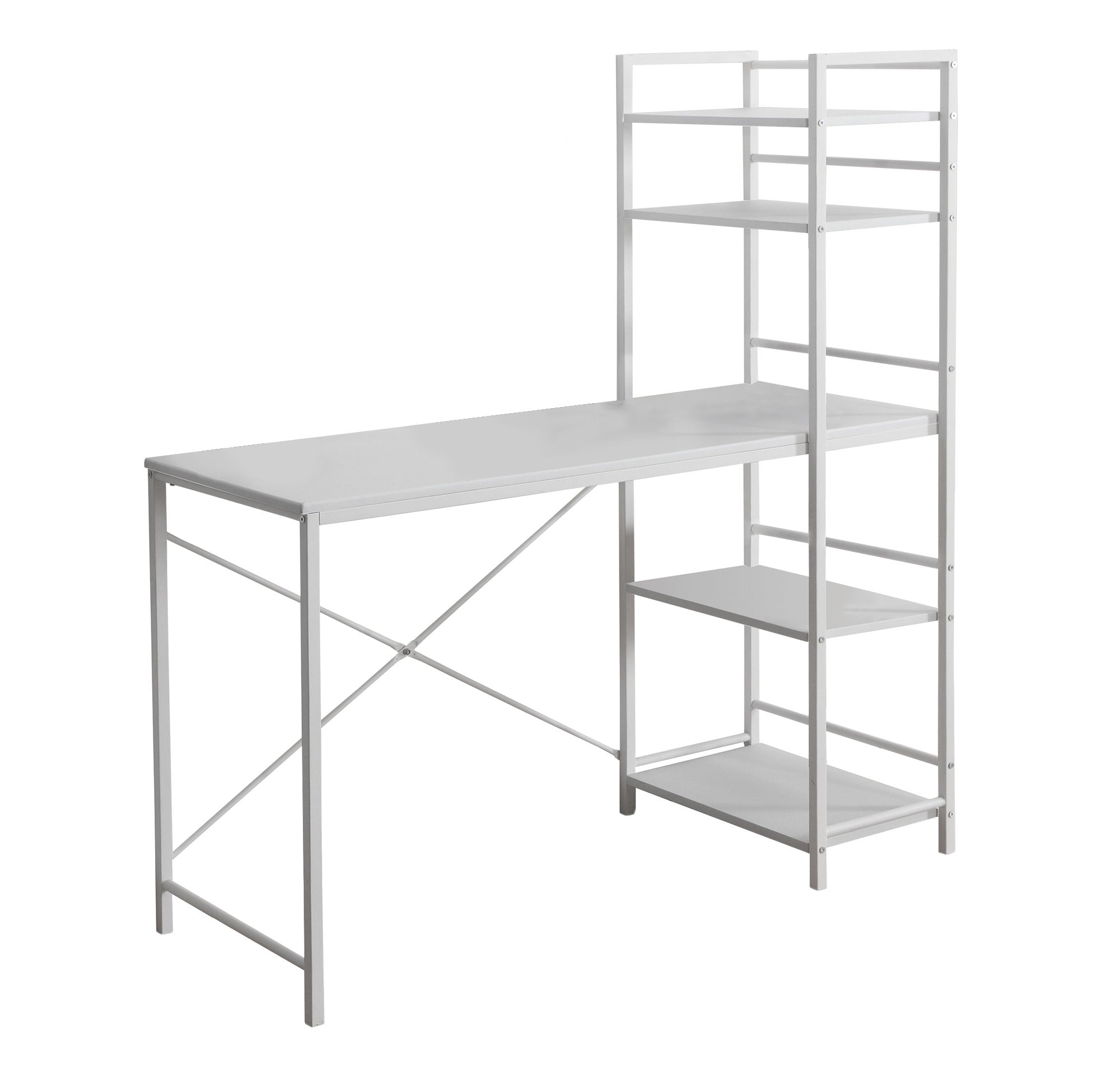 Farmhouse Desk with Ladder Bookcase in White