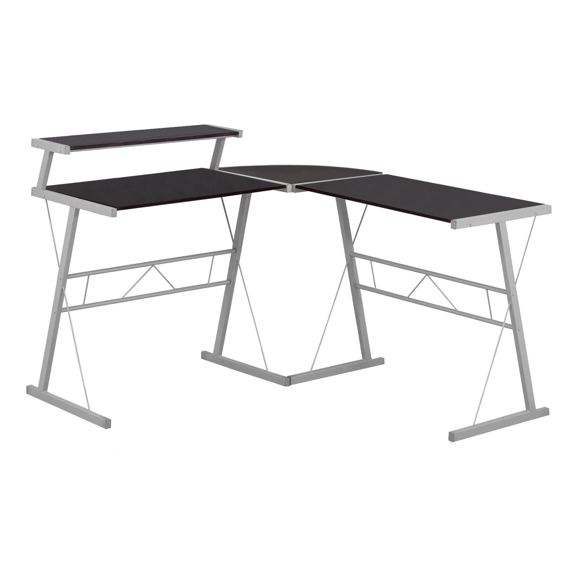 Ergonomic Corner Desk with Shelf in Espresso
