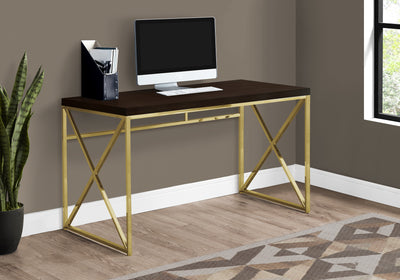 Geometric 47" Desk in Espresso and Gold
