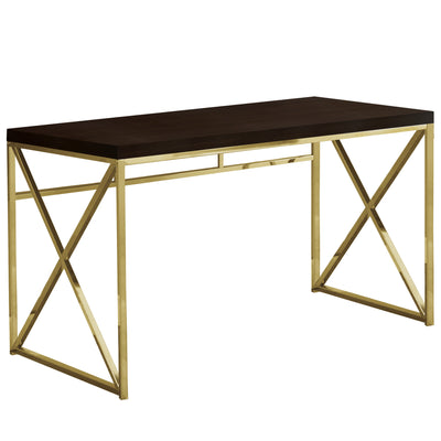 Geometric 47" Desk in Espresso and Gold