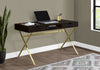 Espresso & Gold 47" X-Frame Desk with Two Drawers
