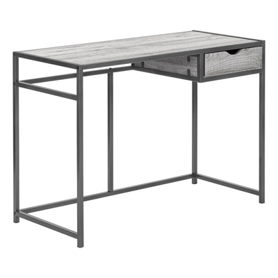 Gray Woodgrain & Dark Gray Metal Industrial Desk with Storage Drawer