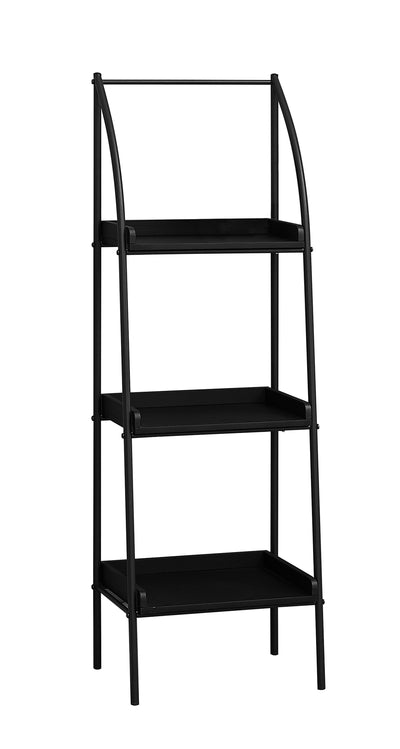 Black Curved Bookcase with Three Shelves
