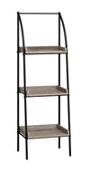 Dark Taupe and Black Curved Bookcase with Three Shelves
