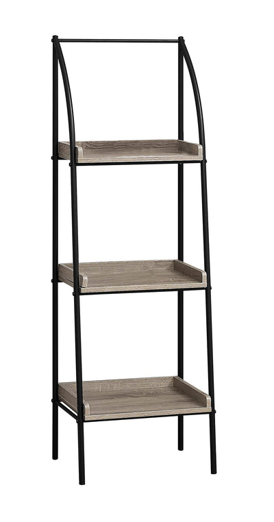 Dark Taupe and Black Curved Bookcase with Three Shelves