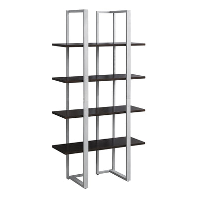 60" Geometric Espresso and Silver Bookshelf