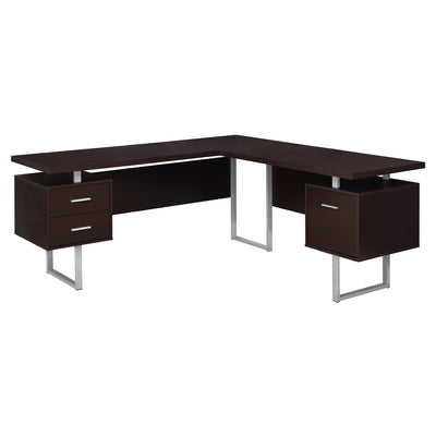 Reversible 71" Desk in Espresso & Silver