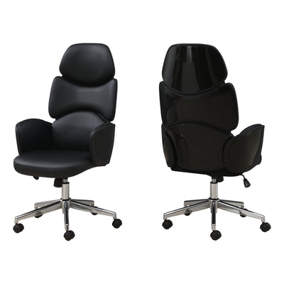 Executive Winged Office Chair in Glossy Black