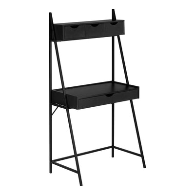32" Black Desk with Hutch & Storage Drawers