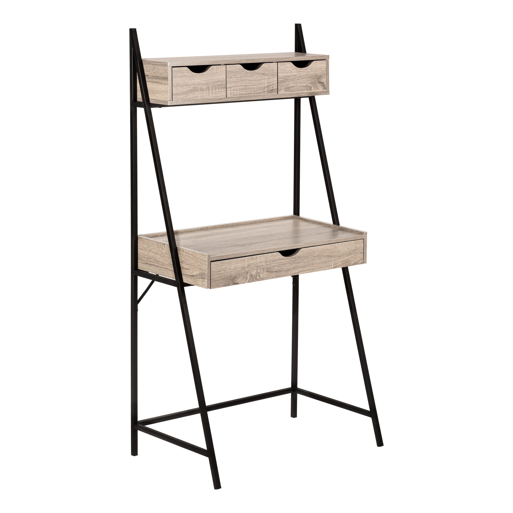 32" Taupe Desk with Hutch & Storage Drawers