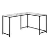 L-Shaped Basic Desk in White Marble Finish